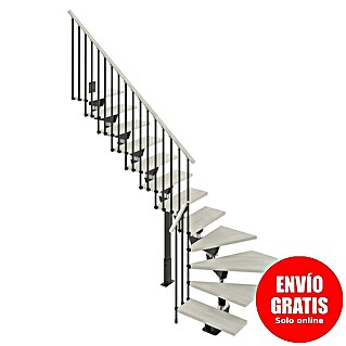 Scrigno Escalera principal Lumina L (75 cm, 1/4 espiral izquierda, Altura de planta: 241 cm - 289 cm, Antracita/Blanco)