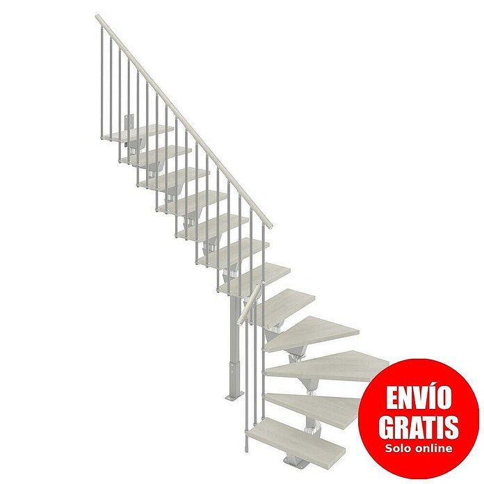 Scrigno Escalera principal Lumina L (Plata/Blanco, 75 cm, 1/4 espiral izquierda, Altura de planta: 241 cm - 289 cm) | BAUHAUS