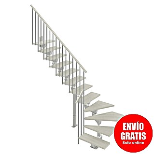 Scrigno Escalera principal Lumina L (75 cm, 1/4 espiral izquierda, Altura de planta: 241 cm - 289 cm, Plata/Blanco)