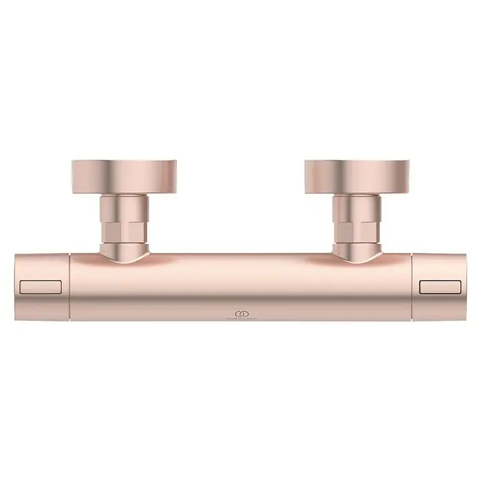 Ideal Standard Alu+ Thermostatarmatur Ceratherm - Breite: 292 mm, Rosé - Roségoldener Thermostat-Duschmischer mit zwei oben angebrachten Drehknöpfen.