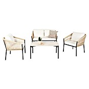 Conjunto de muebles Echo (4 pzs., Acero/Cuerda, Beige/Negro) | BAUHAUS
