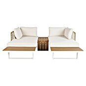 Conjunto de muebles Lynne (3 pzs., Aluminio/Polywood/Poliéster, Blanco/Beige) | BAUHAUS