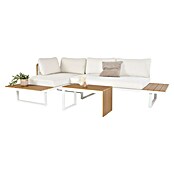 Conjunto de muebles Lynne (3 pzs., Aluminio/Polywood/Poliéster, Blanco/Beige) | BAUHAUS