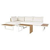 Conjunto de muebles Lynne (3 pzs., Aluminio/Polywood/Poliéster, Blanco/Beige) | BAUHAUS