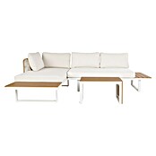 Conjunto de muebles Lynne (3 pzs., Aluminio/Polywood/Poliéster, Blanco/Beige) | BAUHAUS