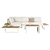 Conjunto de muebles Lynne (3 pzs., Aluminio/Polywood/Poliéster, Blanco/Beige) | BAUHAUS