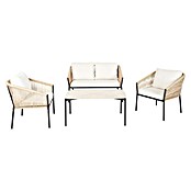 Conjunto de muebles Echo (4 pzs., Acero/Cuerda, Beige/Negro) | BAUHAUS