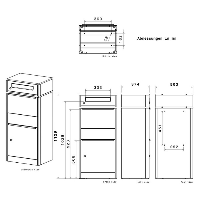 Metzler Paketbox Bispo (L x B x H: 37,3 x 50,2 x 112 cm, Anthrazit, Stahl, Paketfach) | BAUHAUS