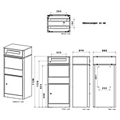 Metzler Paketbox Bispo (L x B x H: 37,3 x 50,2 x 112 cm, Anthrazit, Stahl, Paketfach) | BAUHAUS