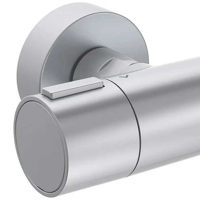 Ideal Standard Alu+ Brausegarnitur Ceratherm - Lochabstand: 40 cm - 50 cm, Art Strahl: SilkRain, Rain, Silber - Moderner Chrom-Duschmischer mit zylindrischer Steuerung und Sicherheitsknopf.