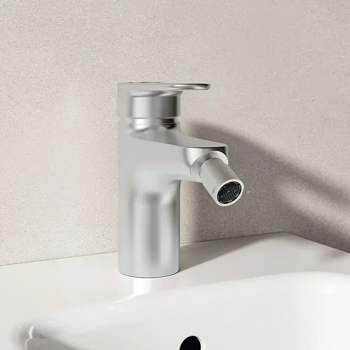 Ideal Standard Alu+ Bidetarmatur - Höhe: 140 mm, Silber - Glänzende Chrom-Einhebel-Bidetarmatur mit integrierter Sprühdüse.