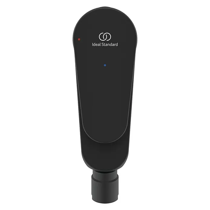 Ideal Standard Alu+ Bidetarmatur - Höhe: 140 mm, Schwarz - Schwarze Ideal Standard Sensorarmatur mit roten und blauen Anzeigeleuchten.
