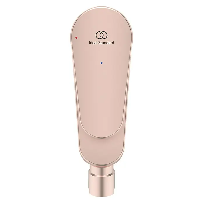 Ideal Standard Alu+ Bidetarmatur - Höhe: 140 mm, Rosé - Roségoldener berührungsloser Ideal Standard Wasserhahn mit roten und blauen Sensoranzeigen.