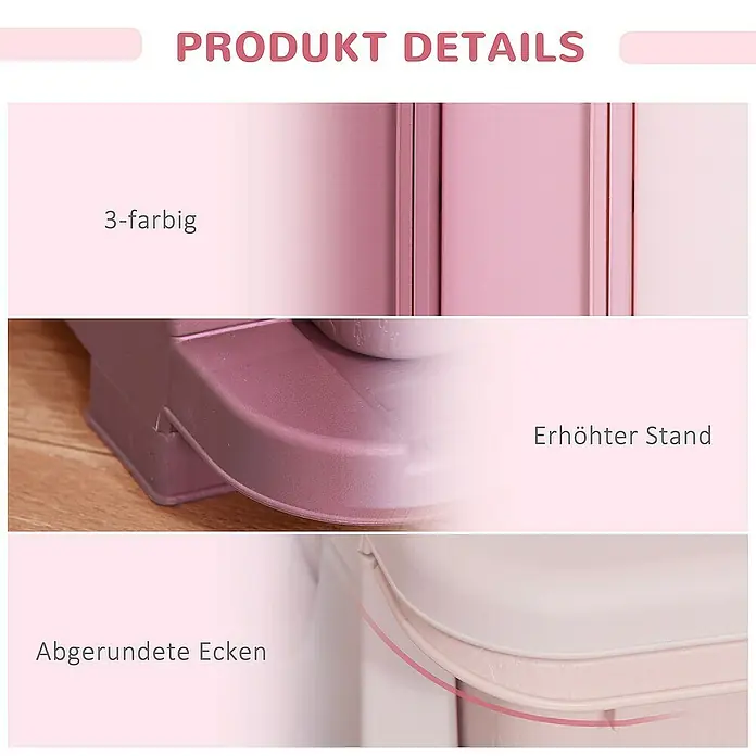 Homcom Aufbewahrungsbox - L x B x H: 37 x 37 x 56,5 cm, Kunststoff, Rosa