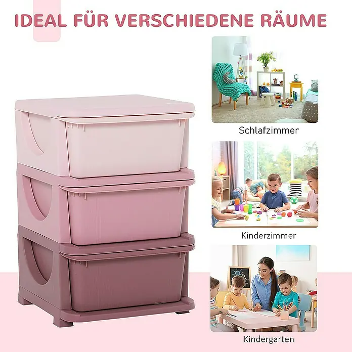 Homcom Aufbewahrungsbox - L x B x H: 37 x 37 x 56,5 cm, Kunststoff, Rosa