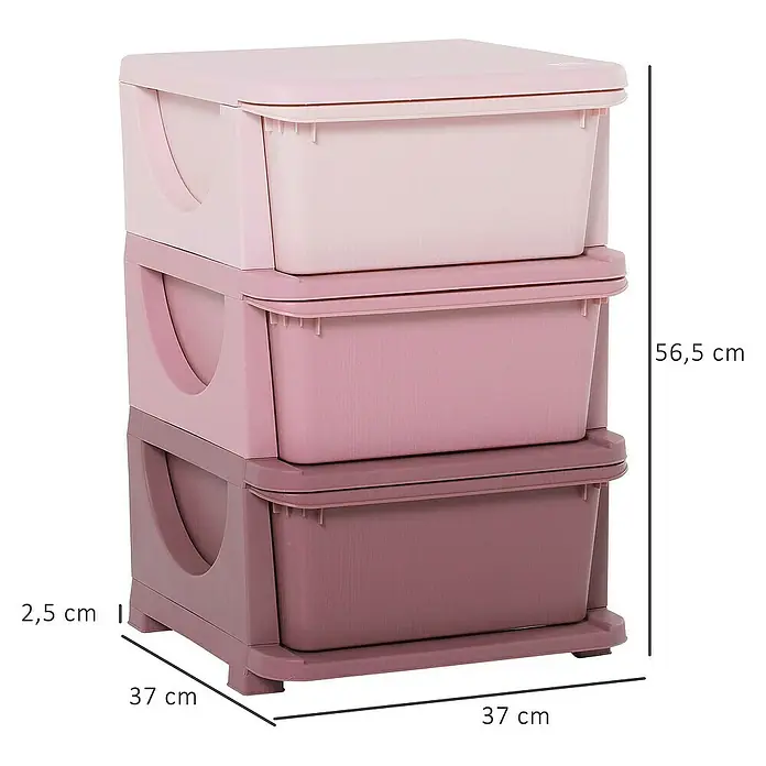 Homcom Aufbewahrungsbox - L x B x H: 37 x 37 x 56,5 cm, Kunststoff, Rosa