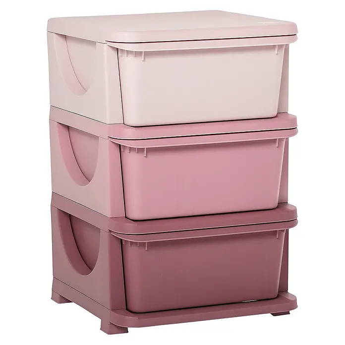 Homcom Aufbewahrungsbox - L x B x H: 37 x 37 x 56,5 cm, Kunststoff, Rosa