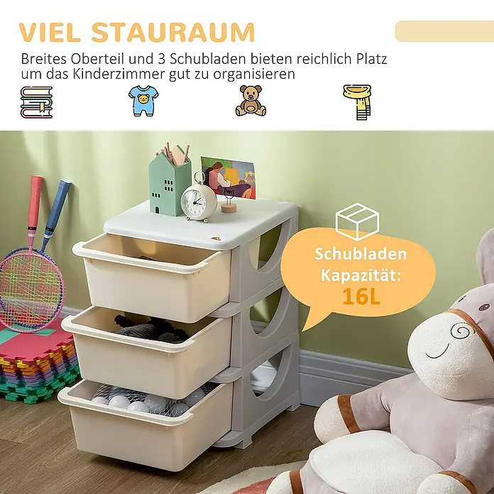 Homcom Aufbewahrungsbox - L x B x H: 37 x 37 x 56,5 cm, Kunststoff, Cremeweiß