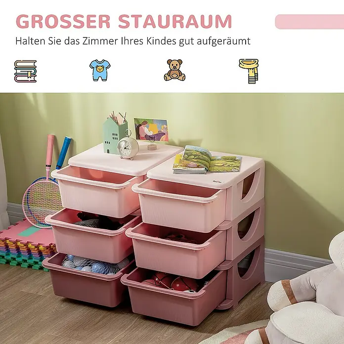 Homcom Aufbewahrungsbox - L x B x H: 75 x 37 x 56,5 cm, Kunststoff, Rosa