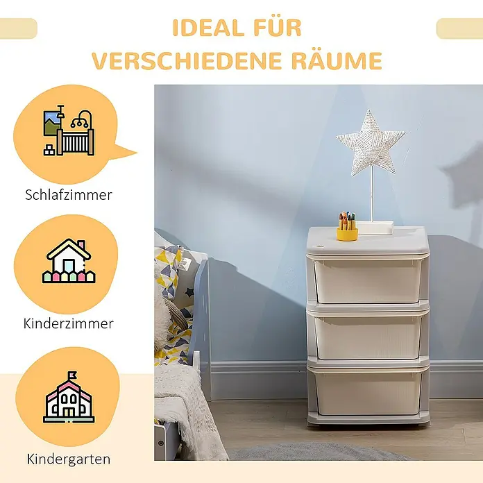 Homcom Aufbewahrungsbox - L x B x H: 37 x 37 x 56,5 cm, Kunststoff, Cremeweiß
