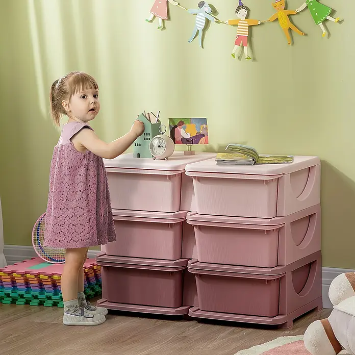 Homcom Aufbewahrungsbox - L x B x H: 75 x 37 x 56,5 cm, Kunststoff, Rosa