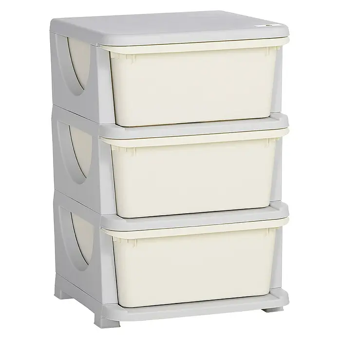 Homcom Aufbewahrungsbox - L x B x H: 37 x 37 x 56,5 cm, Kunststoff, Cremeweiß
