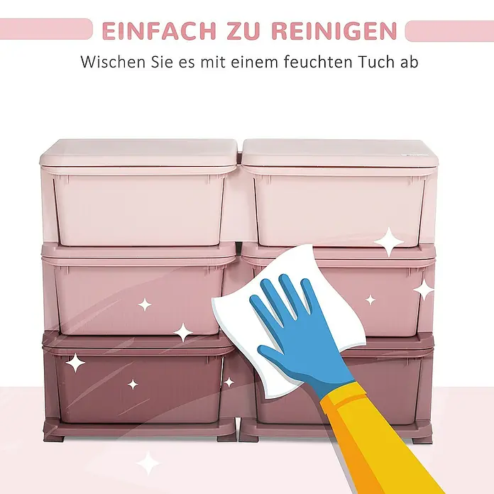 Homcom Aufbewahrungsbox - L x B x H: 75 x 37 x 56,5 cm, Kunststoff, Rosa