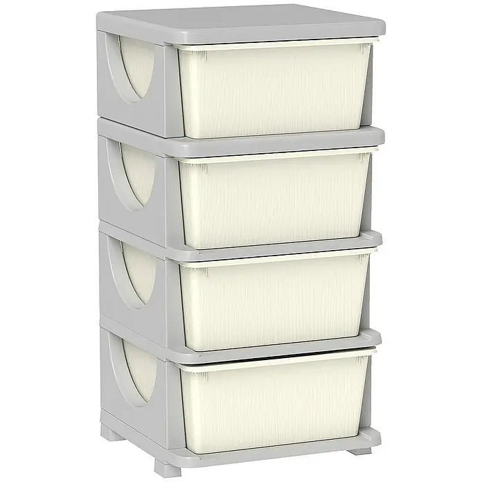 Homcom Aufbewahrungsbox - L x B x H: 37 x 37 x 76 cm, Kunststoff, Cremeweiß