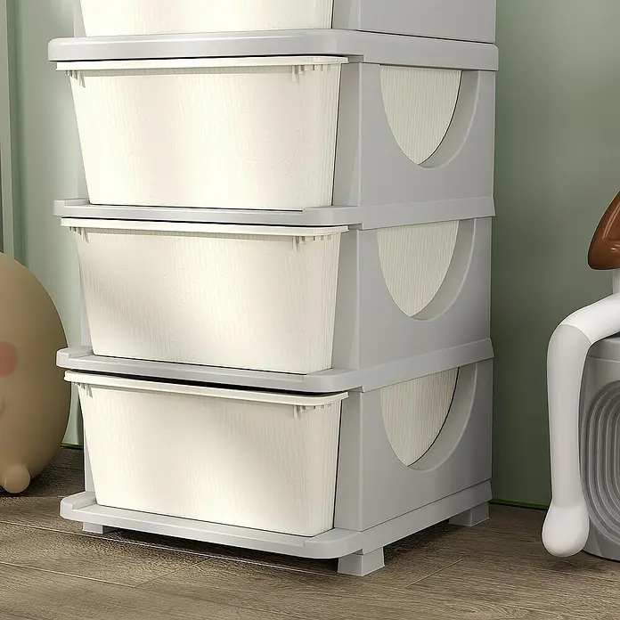 Homcom Aufbewahrungsbox - L x B x H: 37 x 37 x 76 cm, Kunststoff, Cremeweiß