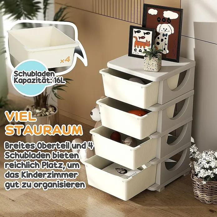 Homcom Aufbewahrungsbox - L x B x H: 37 x 37 x 76 cm, Kunststoff, Cremeweiß