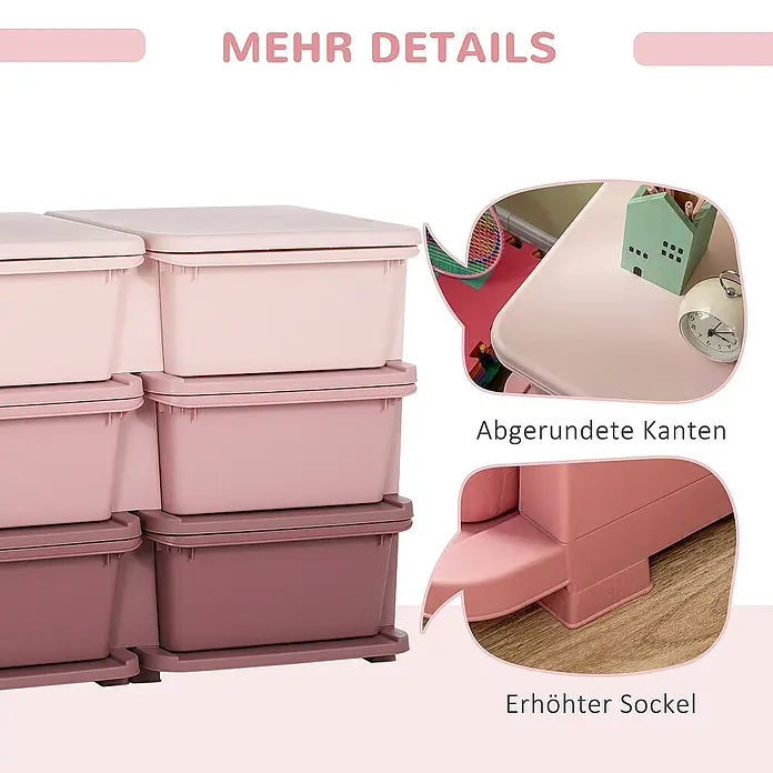 Homcom Aufbewahrungsbox - L x B x H: 75 x 37 x 56,5 cm, Kunststoff, Rosa