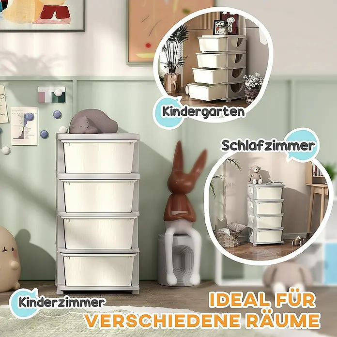 Homcom Aufbewahrungsbox - L x B x H: 37 x 37 x 76 cm, Kunststoff, Cremeweiß