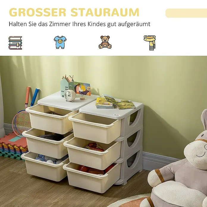 Homcom Aufbewahrungsbox - L x B x H: 75 x 37 x 56,5 cm, Kunststoff, Cremeweiß