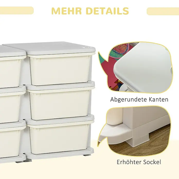 Homcom Aufbewahrungsbox - L x B x H: 75 x 37 x 56,5 cm, Kunststoff, Cremeweiß