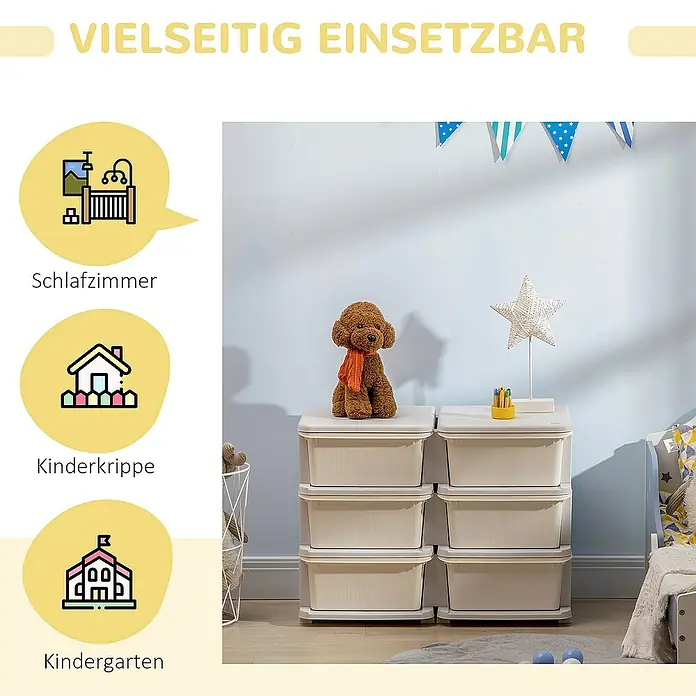 Homcom Aufbewahrungsbox - L x B x H: 75 x 37 x 56,5 cm, Kunststoff, Cremeweiß