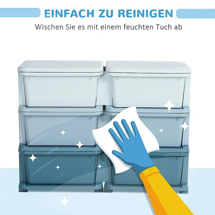 Homcom Aufbewahrungsbox - L x B x H: 75 x 37 x 56,5 cm, Kunststoff, Blau
