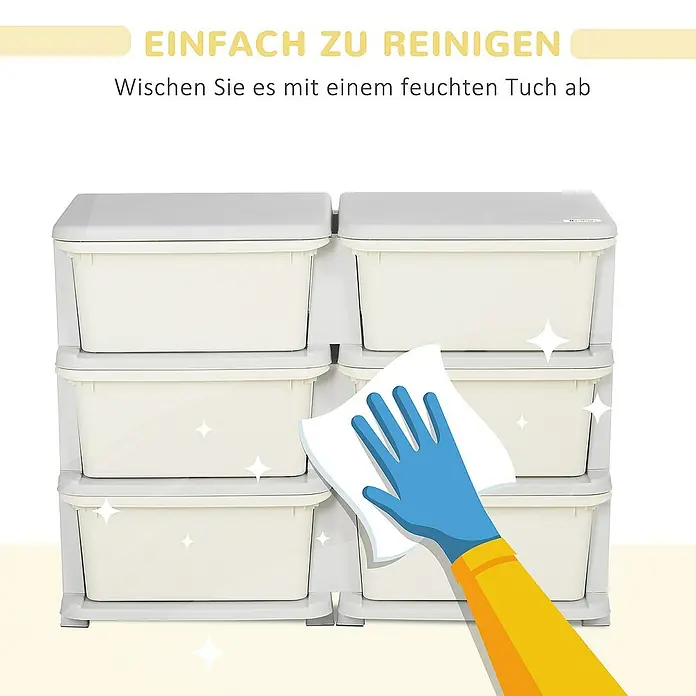 Homcom Aufbewahrungsbox - L x B x H: 75 x 37 x 56,5 cm, Kunststoff, Cremeweiß