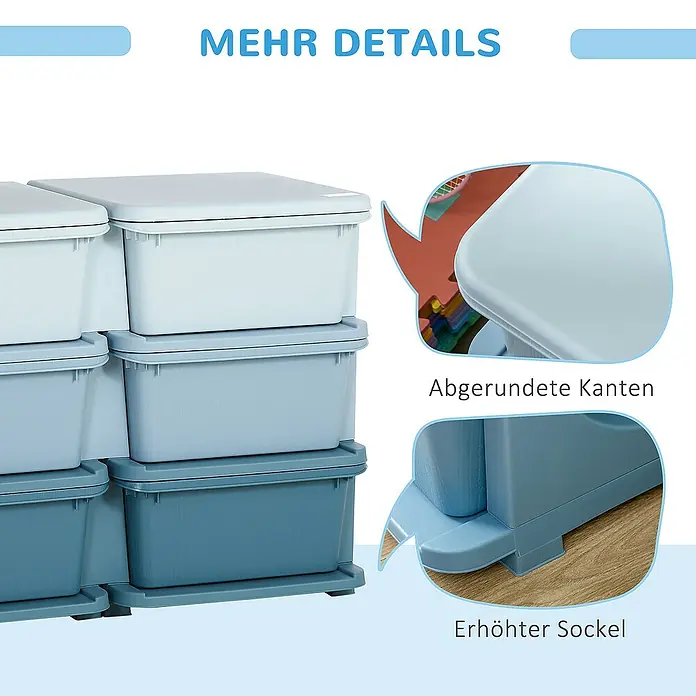 Homcom Aufbewahrungsbox - L x B x H: 75 x 37 x 56,5 cm, Kunststoff, Blau