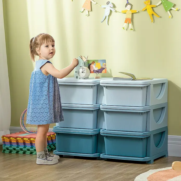 Homcom Aufbewahrungsbox - L x B x H: 75 x 37 x 56,5 cm, Kunststoff, Blau