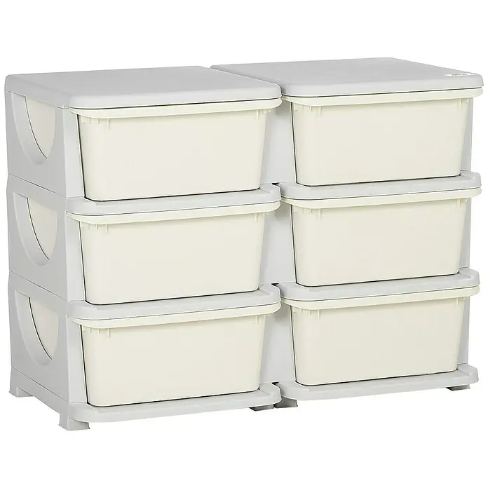 Homcom Aufbewahrungsbox - L x B x H: 75 x 37 x 56,5 cm, Kunststoff, Cremeweiß
