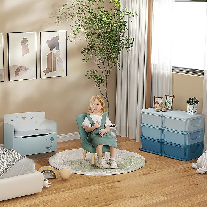 Homcom Aufbewahrungsbox - L x B x H: 75 x 37 x 56,5 cm, Kunststoff, Blau