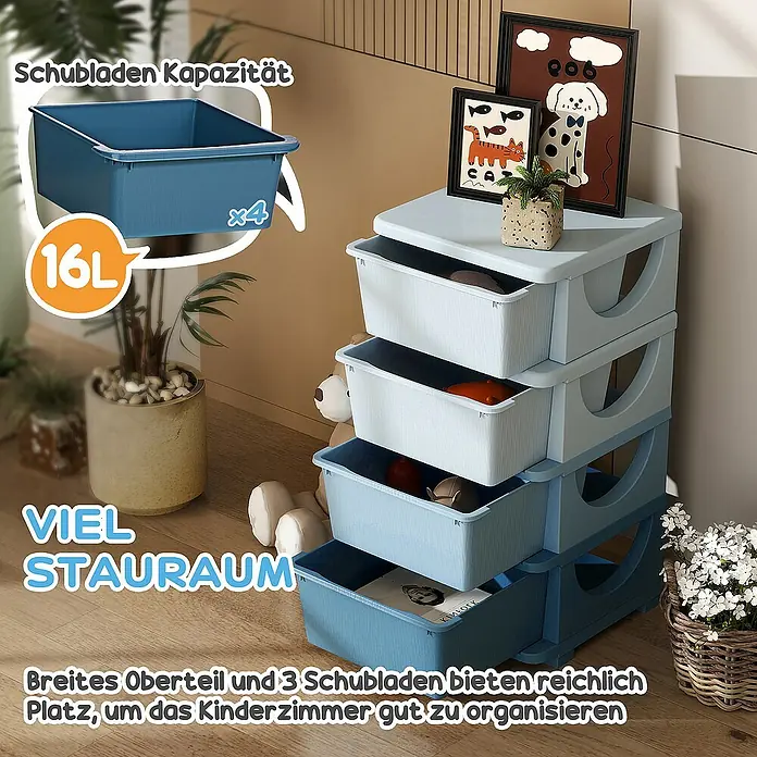 Homcom Aufbewahrungsbox - L x B x H: 37 x 37 x 76 cm, Kunststoff, Blau