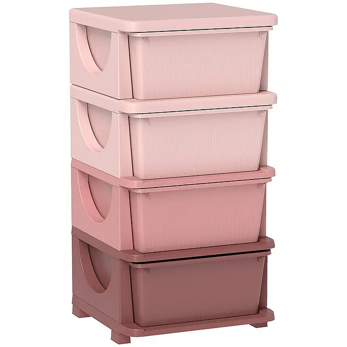 Homcom Aufbewahrungsbox - L x B x H: 37 x 37 x 76 cm, Kunststoff, Rosa
