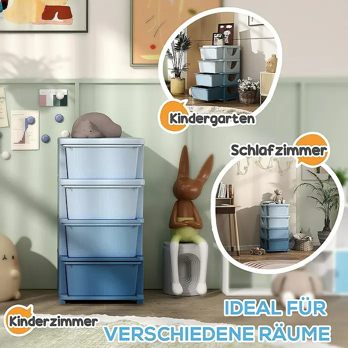 Homcom Aufbewahrungsbox - L x B x H: 37 x 37 x 76 cm, Kunststoff, Blau