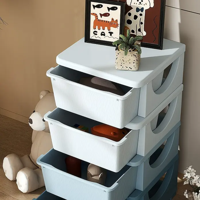 Homcom Aufbewahrungsbox - L x B x H: 37 x 37 x 76 cm, Kunststoff, Blau