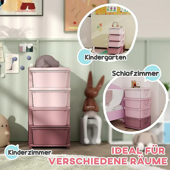 Homcom Aufbewahrungsbox - L x B x H: 37 x 37 x 76 cm, Kunststoff, Rosa