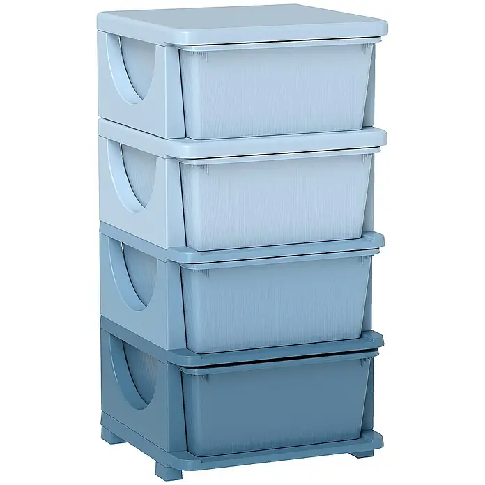 Homcom Aufbewahrungsbox - L x B x H: 37 x 37 x 76 cm, Kunststoff, Blau