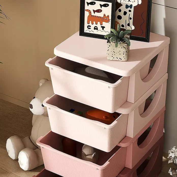 Homcom Aufbewahrungsbox - L x B x H: 37 x 37 x 76 cm, Kunststoff, Rosa
