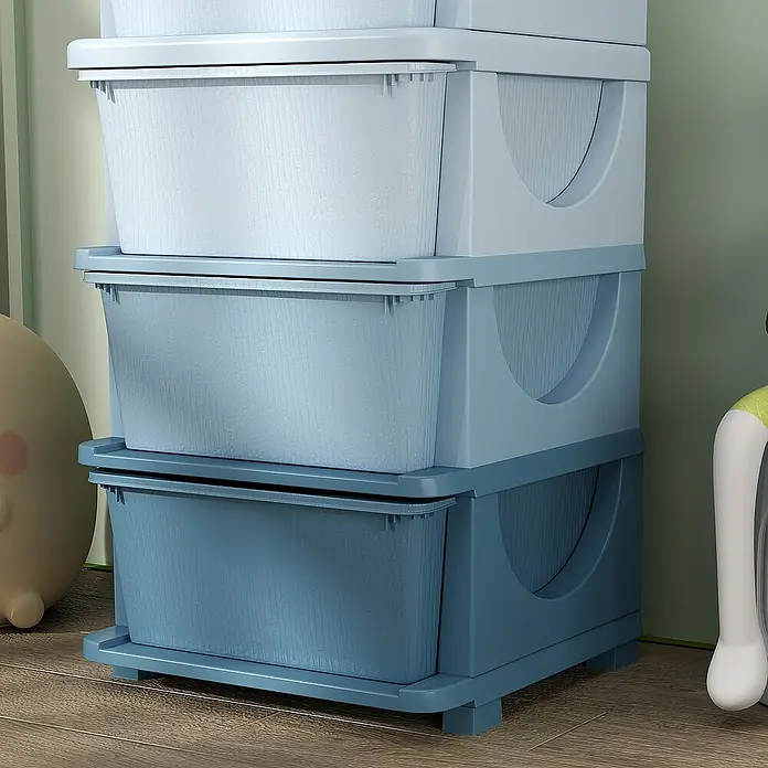 Homcom Aufbewahrungsbox - L x B x H: 37 x 37 x 76 cm, Kunststoff, Blau