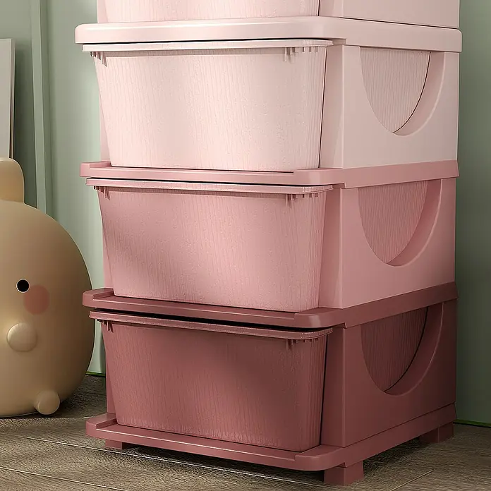Homcom Aufbewahrungsbox - L x B x H: 37 x 37 x 76 cm, Kunststoff, Rosa